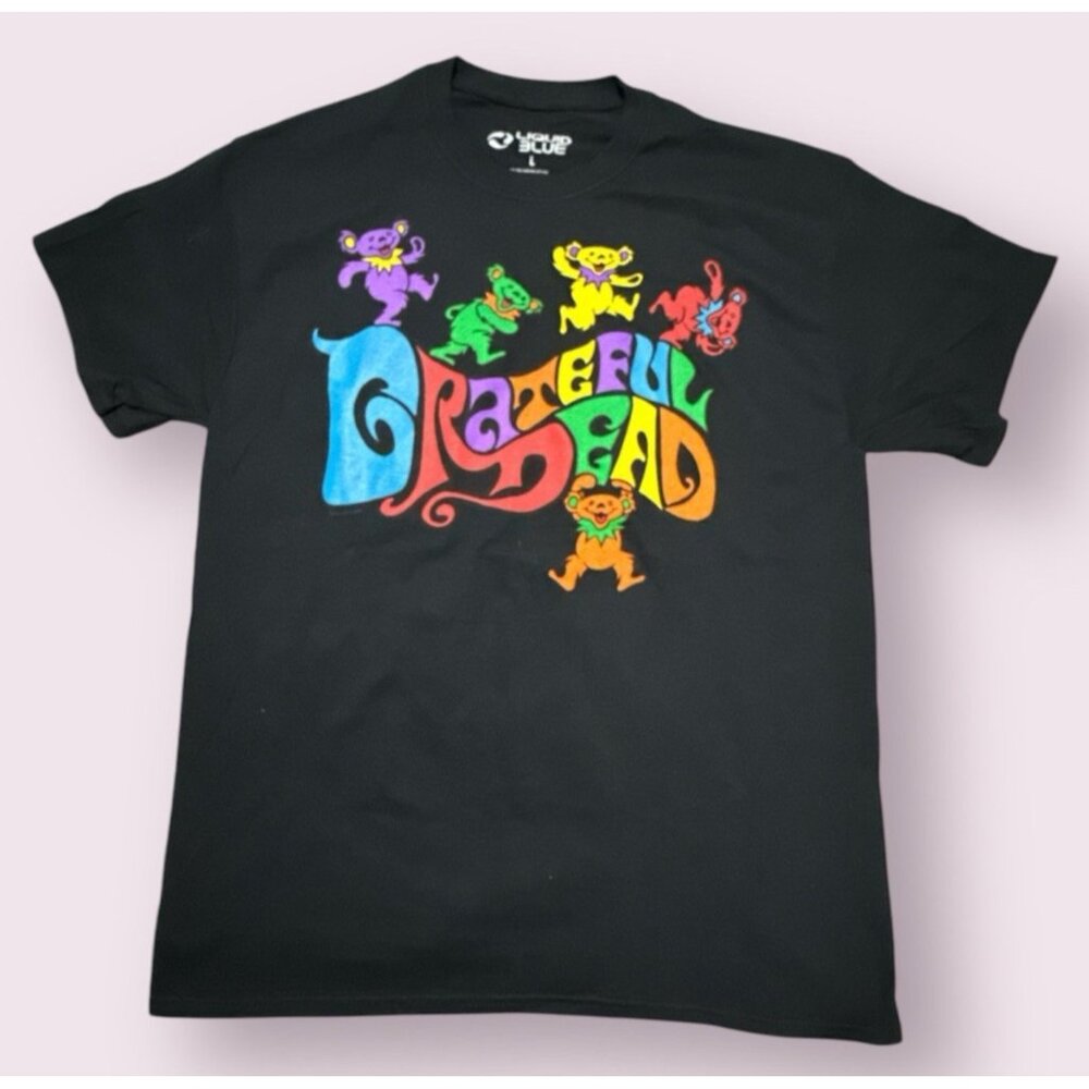 Liquid Blue Grateful Dead Shirt Mens L Black Dancing Bears 100%‎ Cotton